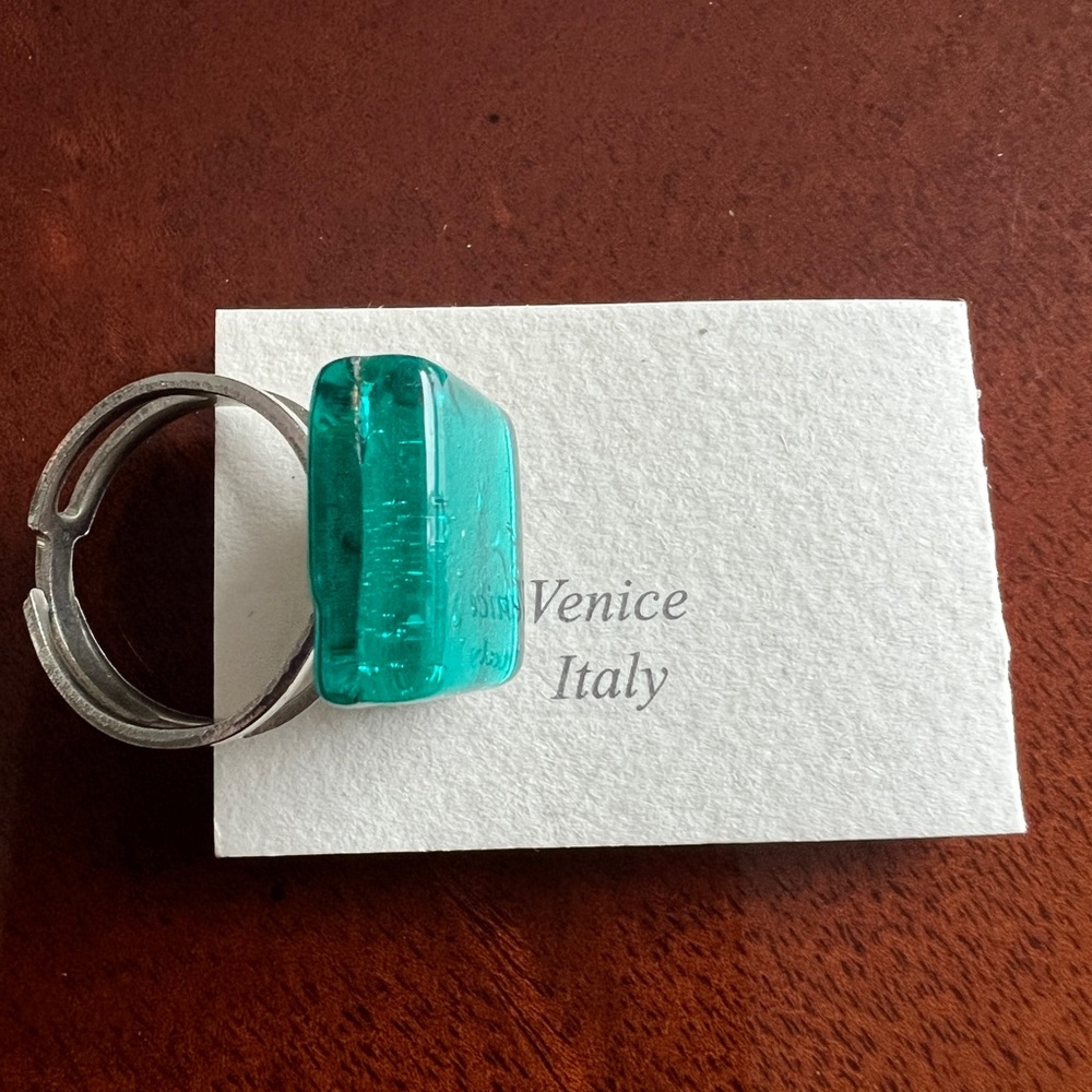 Ring Murano glass. Beautiful ocean green color.